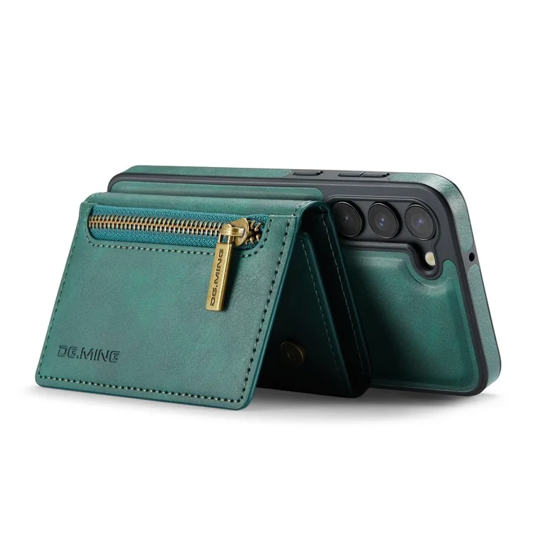 DG.MING M5 Series For Samsung Galaxy S22 5G Case Detachable Wallet Kickstand Phone Cover - Green