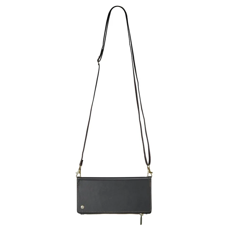 CASEME Me10 Crossbody Bag für 4.0-6.7'' Telefon Reißverschlussbrieftasche Geldbörsen Lederetui mit 12 Kartenfächern - Schwarz