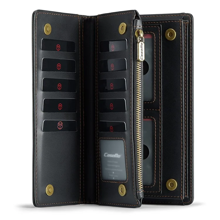 CASEME Me10 Crossbody Bag für 4.0-6.7'' Telefon Reißverschlussbrieftasche Geldbörsen Lederetui mit 12 Kartenfächern - Schwarz