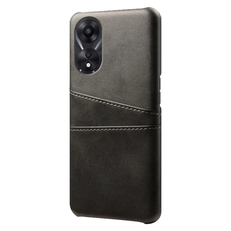 Para Oppo A38 4G / A18 4G Capa à prova de quedas Couro PU + PC Protetor de telefone com 2 suportes de cartão - Preto
