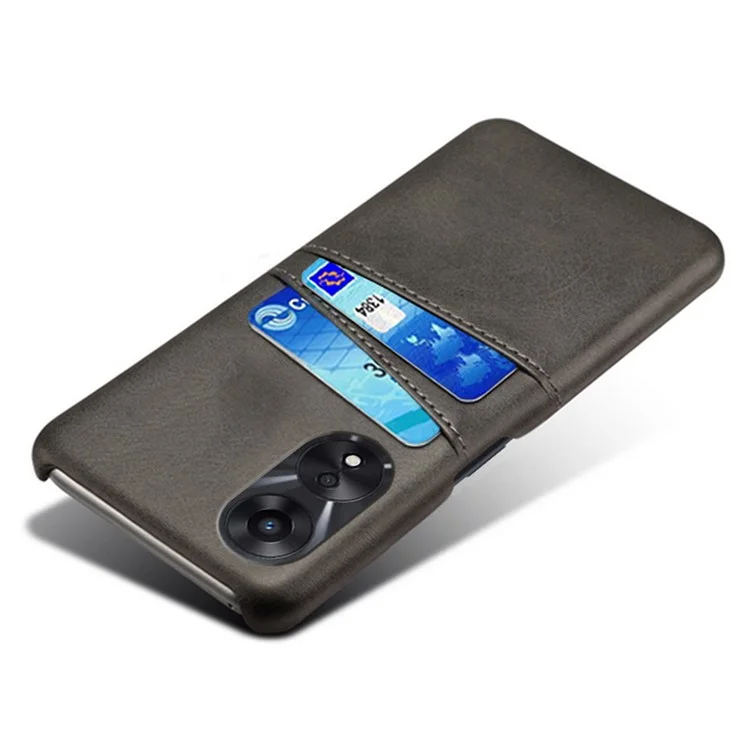 Para Oppo A38 4G / A18 4G Capa à prova de quedas Couro PU + PC Protetor de telefone com 2 suportes de cartão - Preto