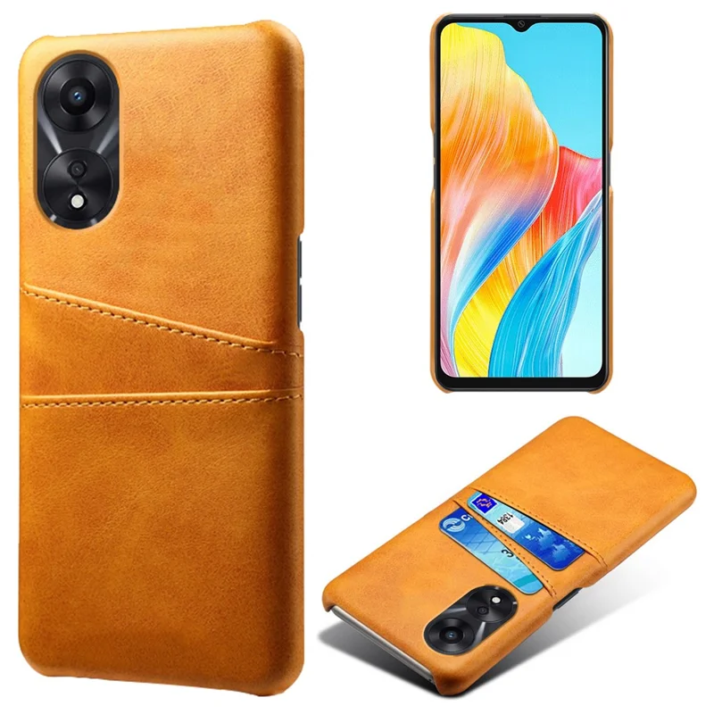 Obudowa na Oppo A38 4G / A18 4G, odporna na upadki, z ochroną telefonu z tworzywa PC i skórzanej skóry PU z 2 uchwytami na karty - pomarańczowy