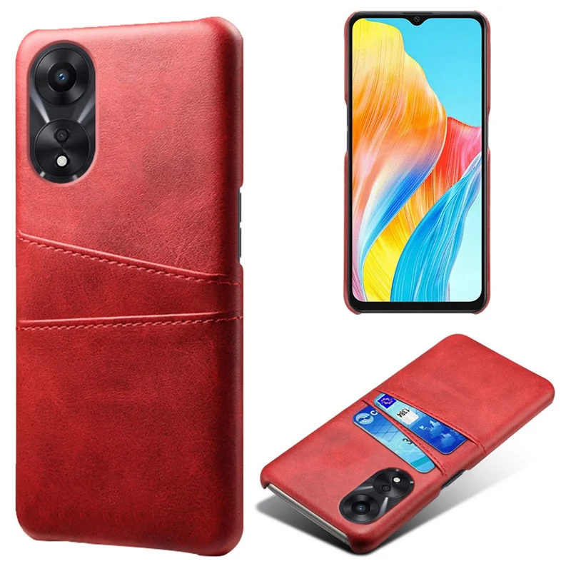 For Oppo A38 4G / A18 4G Case Drop-proof PU Leather+PC Phone Protector with 2 Card Holders - Red