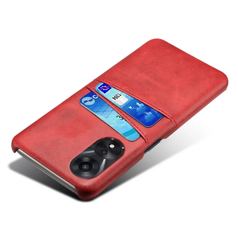 For Oppo A38 4G / A18 4G Case Drop-proof PU Leather+PC Phone Protector with 2 Card Holders - Red
