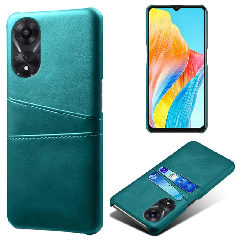 For Oppo A38 4G / A18 4G Case Drop-proof PU Leather+PC Phone Protector with 2 Card Holders - Green