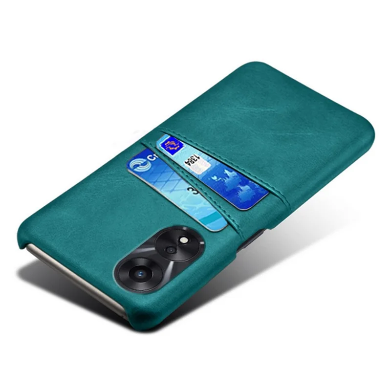 For Oppo A38 4G / A18 4G Case Drop-proof PU Leather+PC Phone Protector with 2 Card Holders - Green