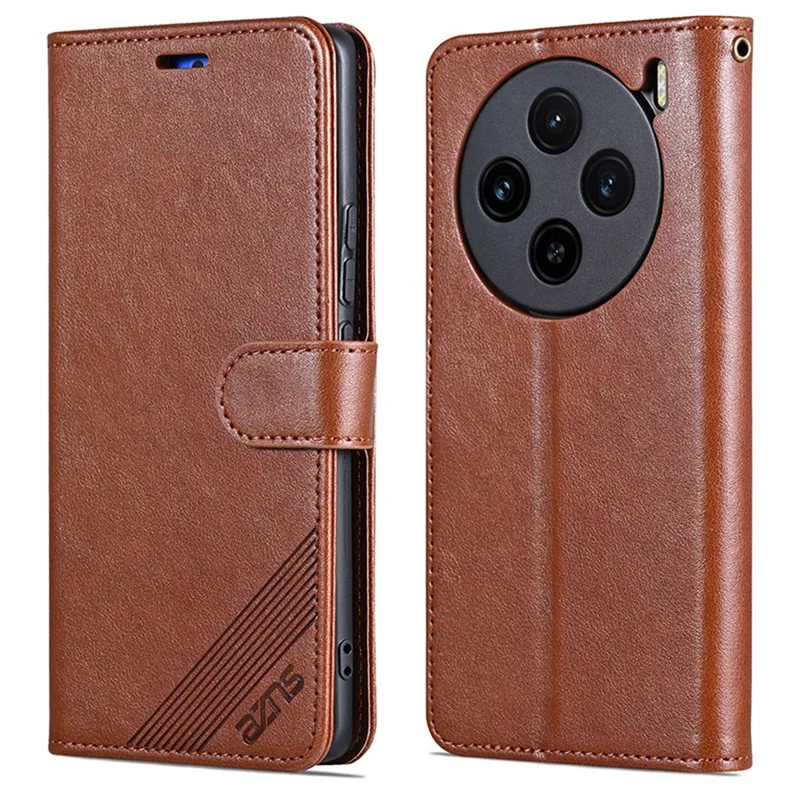 AZNS Per vivo X100 5G Custodia in pelle PU Cover per telefono con portafoglio e supporto - Marrone