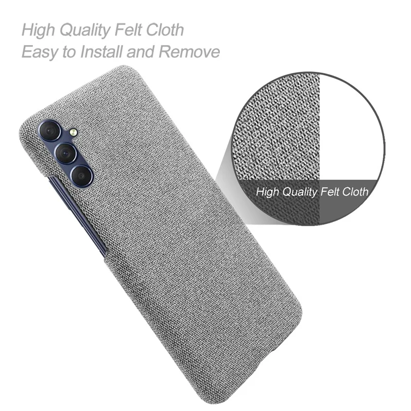 For Samsung Galaxy A15 5G Case Slim-fit Shockproof Cloth+PC Smartphone Cover - Light Grey