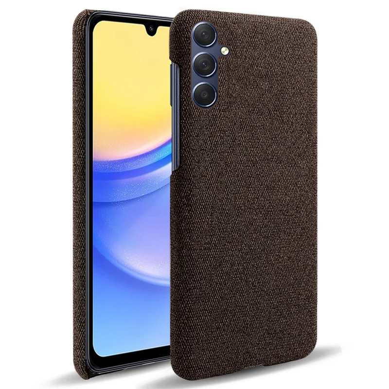 For Samsung Galaxy A15 5G Case Slim-fit Shockproof Cloth+PC Smartphone Cover - Brown