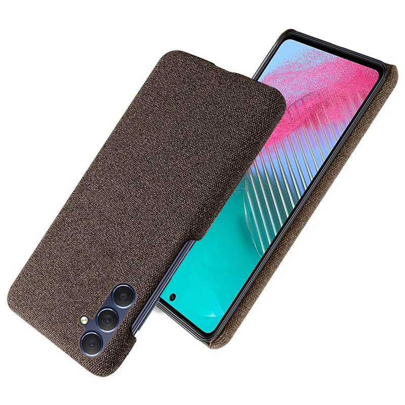 For Samsung Galaxy A15 5G Case Slim-fit Shockproof Cloth+PC Smartphone Cover - Brown