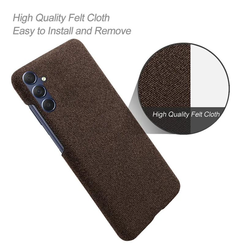 For Samsung Galaxy A15 5G Case Slim-fit Shockproof Cloth+PC Smartphone Cover - Brown