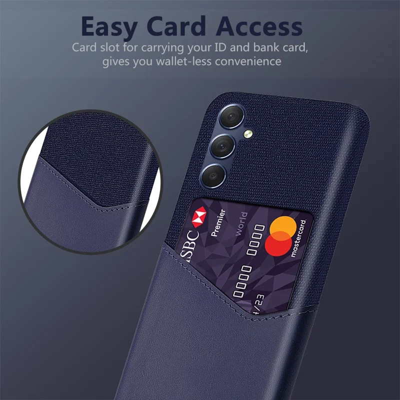 Til Samsung Galaxy A15 5G Telefonbeskyttelse med stoftekstur PU+PC bagside - Blå