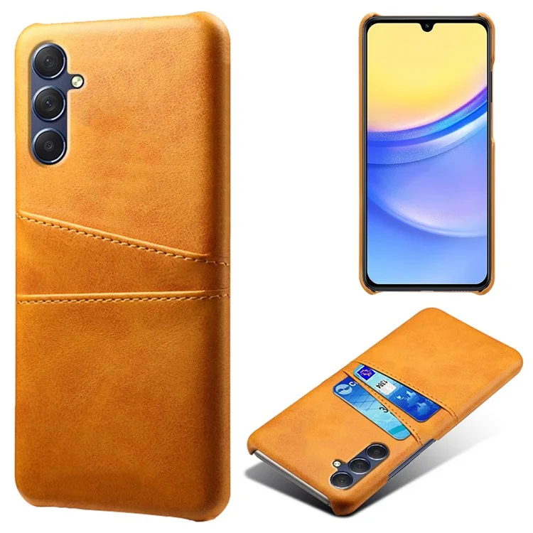 Для Samsung Galaxy A15 5G Чехол от падения Кожа ПУ + ПК Двойные слоты для карт Чехол для телефона - Оранжевый