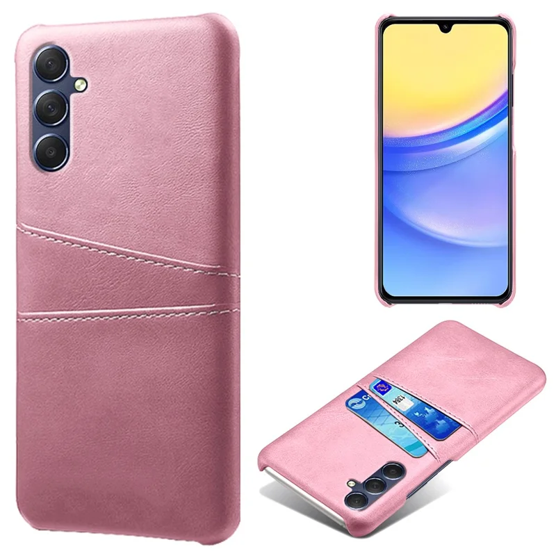For Samsung Galaxy A15 5G Case Anti-drop PU Leather+PC Dual Card Slots Phone Shell - Rose Gold