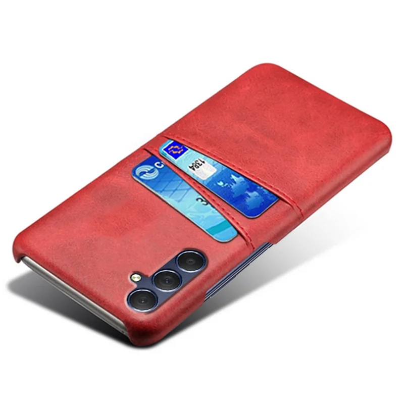 For Samsung Galaxy A15 5G Case Anti-drop PU Leather+PC Dual Card Slots Phone Shell - Red