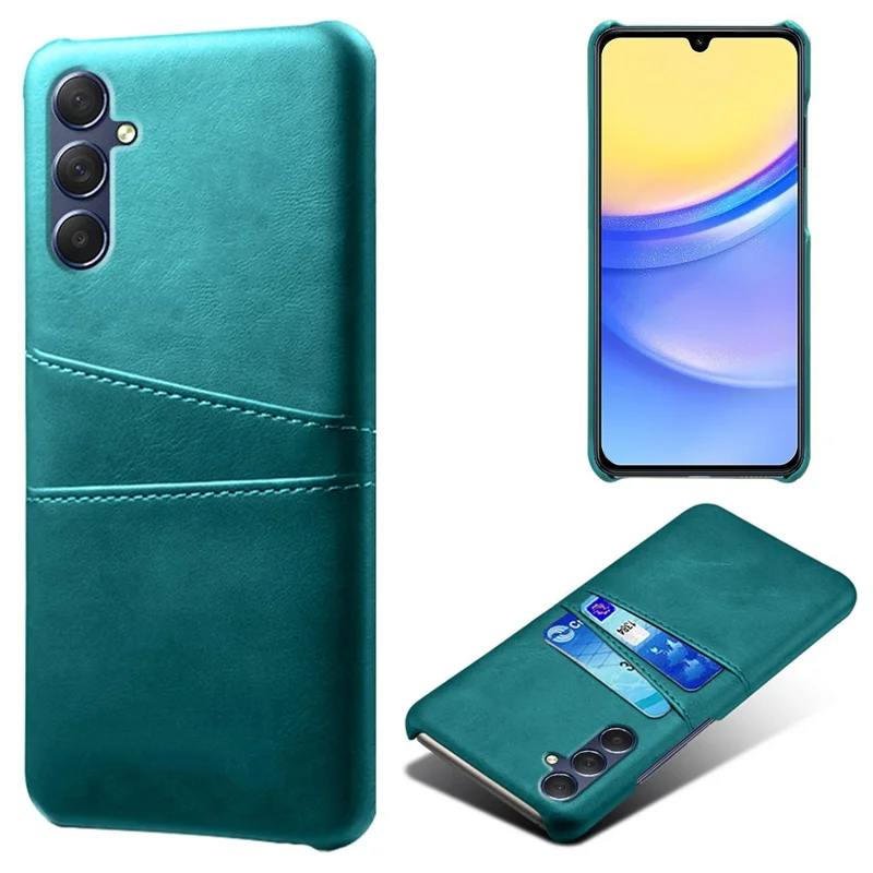 For Samsung Galaxy A15 5G Case Anti-drop PU Leather+PC Dual Card Slots Phone Shell - Green