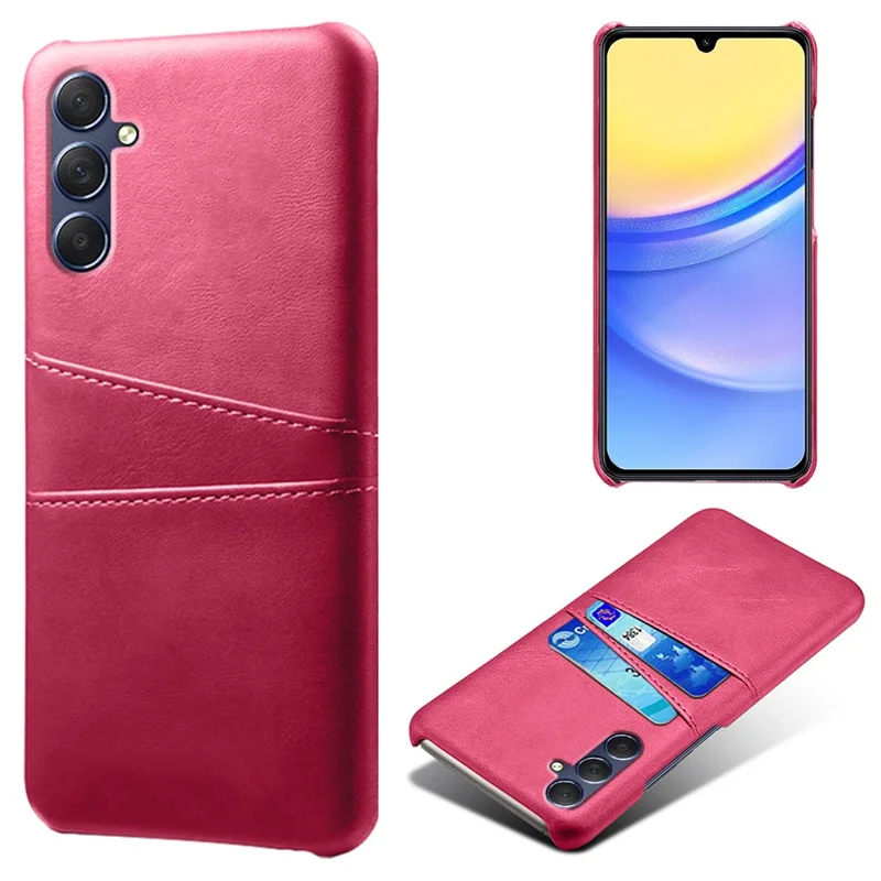 Til Samsung Galaxy A15 5G Taske Mod fald PU Læder+PC Dobbelt Kortlomme Telefonbeskyttelse - Rose