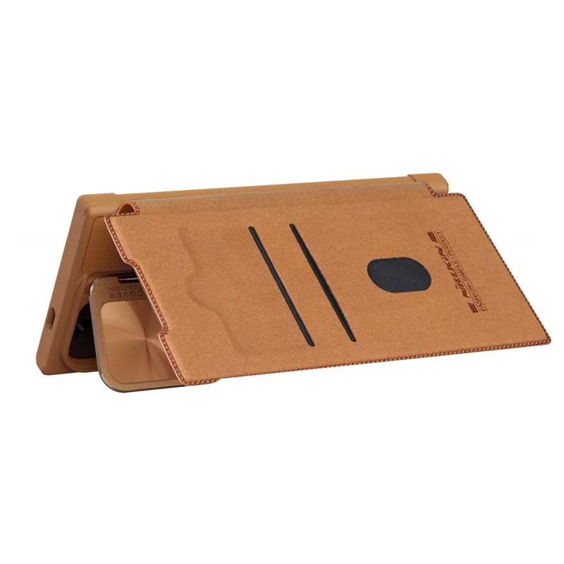 NILLKIN Qin Prop Series for Samsung Galaxy S24+ Leather Case Kickstand Card Holder Phone Cover - Brown