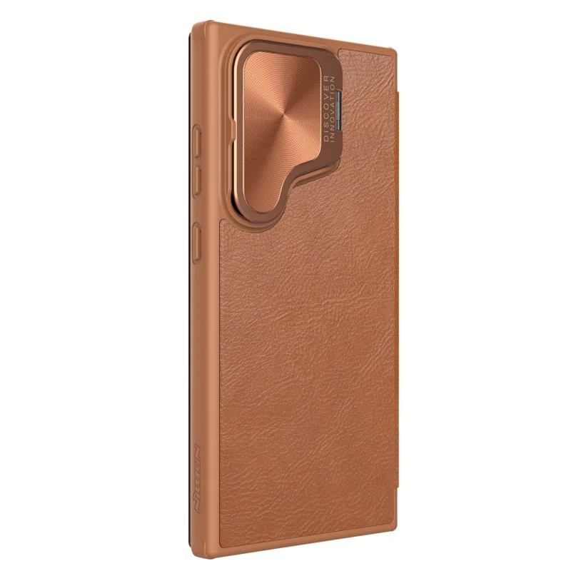 NILLKIN Qin Prop Series for Samsung Galaxy S24+ Leather Case Kickstand Card Holder Phone Cover - Brown