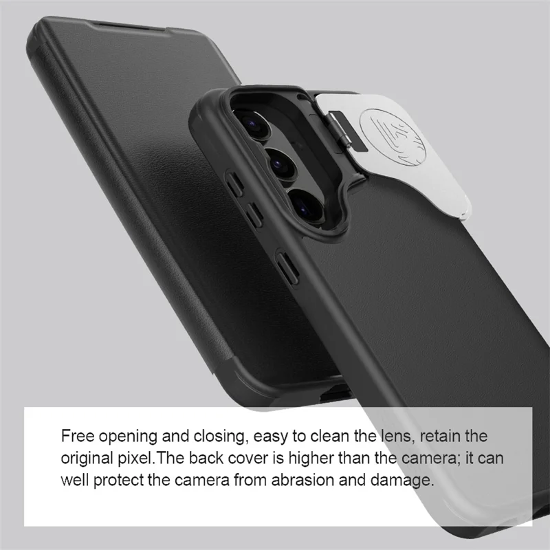 NILLKIN Qin Prop Series for Samsung Galaxy S24+ Leather Case Kickstand Card Holder Phone Cover - Brown