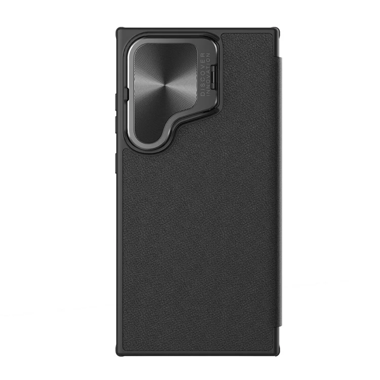 Серия Prop Nillkin Qin Для Samsung Galaxy S24 Ultra Leather Case Came Camera Крышка Подставки Для Телефона. - Личи Текстура / Черный