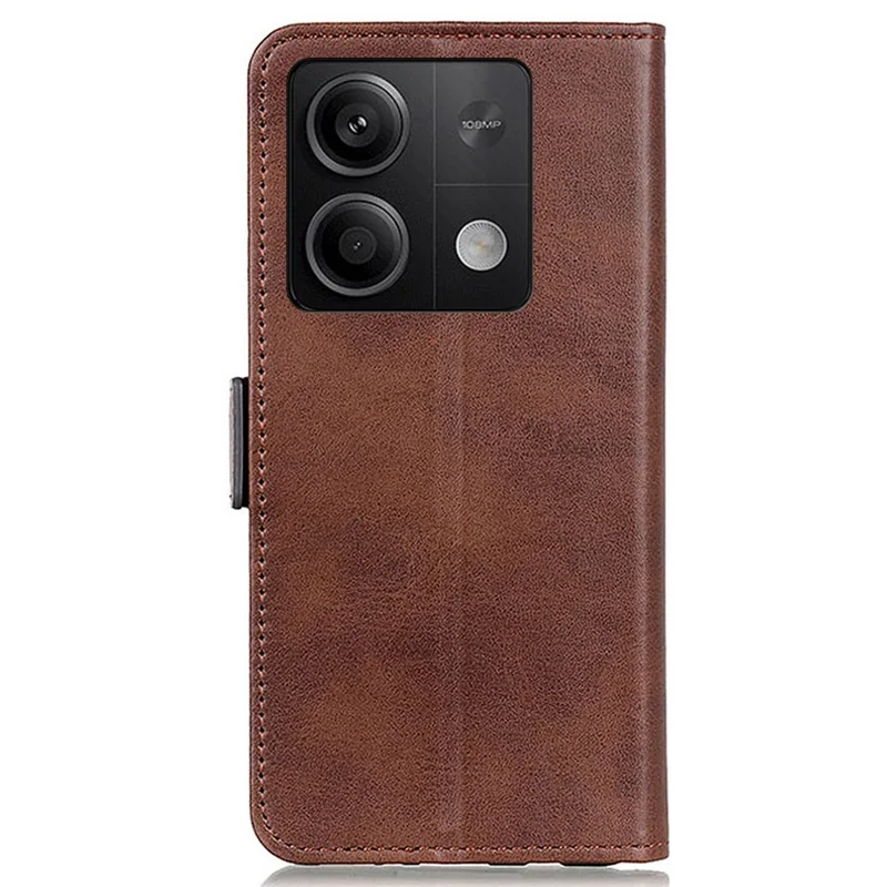 For Xiaomi Redmi Note 13 5G / 13 5G (China) Leather Case Magnetic Clasp Wallet Phone Cover - Brown