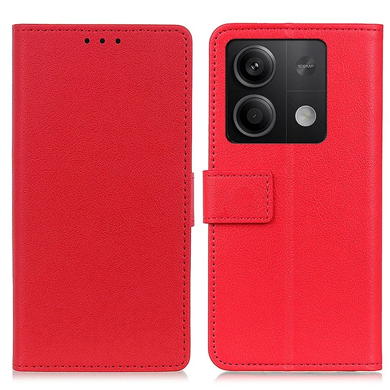 For Xiaomi Redmi Note 13 5G / 13 5G (China) Case PU Leather Shockproof Phone Wallet Cover - Red