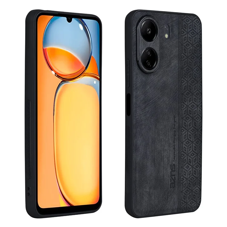 AZNS para Xiaomi Redmi 13C 4G / Poco C65 4G Funda Anticaída de Cuero PU+TPU con Estampado - Negro