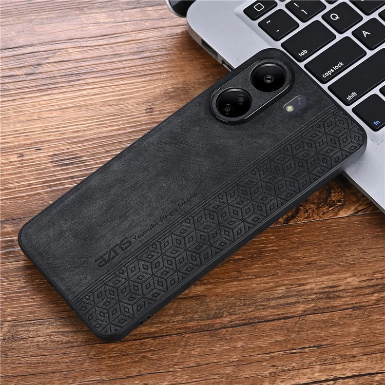 AZNS para Xiaomi Redmi 13C 4G / Poco C65 4G Funda Anticaída de Cuero PU+TPU con Estampado - Negro