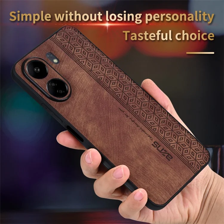 AZNS para Xiaomi Redmi 13C 4G / Poco C65 4G Funda Anticaída de Cuero PU+TPU con Estampado - Negro
