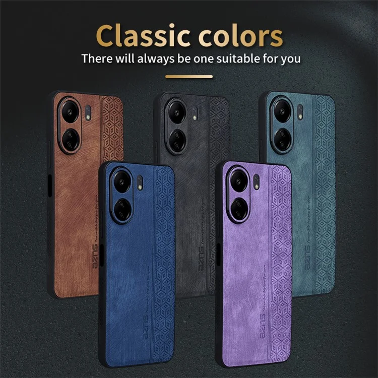 AZNS para Xiaomi Redmi 13C 4G / Poco C65 4G Funda Anticaída de Cuero PU+TPU con Estampado - Negro