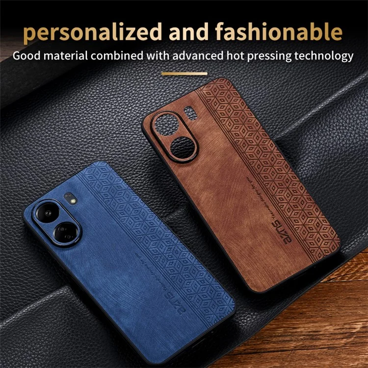 AZNS para Xiaomi Redmi 13C 4G / Poco C65 4G Funda Anticaída de Cuero PU+TPU con Estampado - Negro