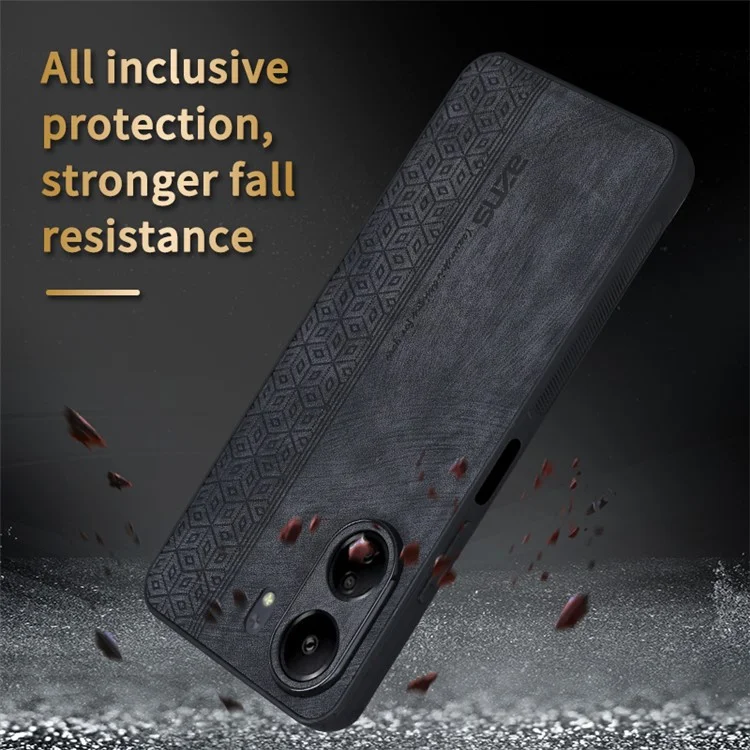 AZNS para Xiaomi Redmi 13C 4G / Poco C65 4G Funda Anticaída de Cuero PU+TPU con Estampado - Negro