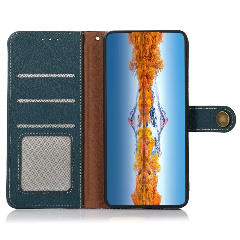 KHAZNEH For Xiaomi Redmi Note 13 Pro+ 5G Cell Phone Case Genuine Cow Leather Wallet Stand Protective Cover - Green