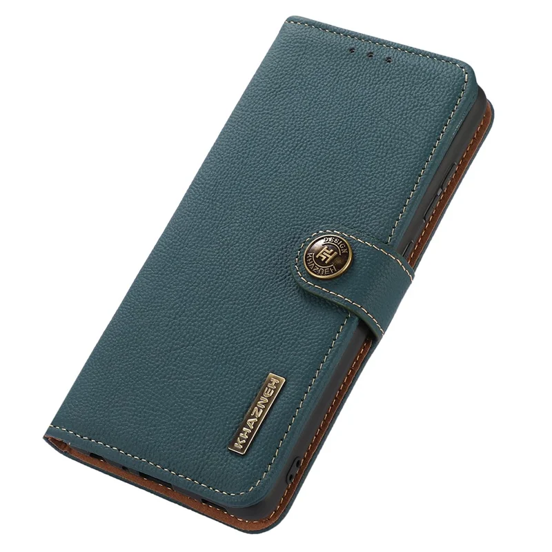 KHAZNEH For Xiaomi Redmi Note 13 Pro+ 5G Cell Phone Case Genuine Cow Leather Wallet Stand Protective Cover - Green
