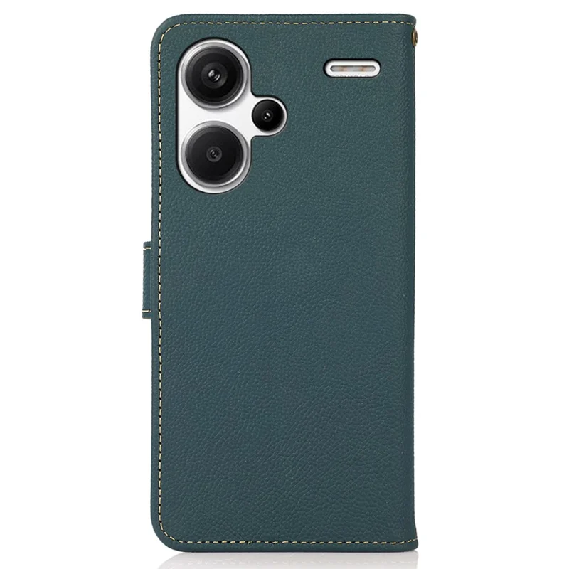KHAZNEH For Xiaomi Redmi Note 13 Pro+ 5G Cell Phone Case Genuine Cow Leather Wallet Stand Protective Cover - Green