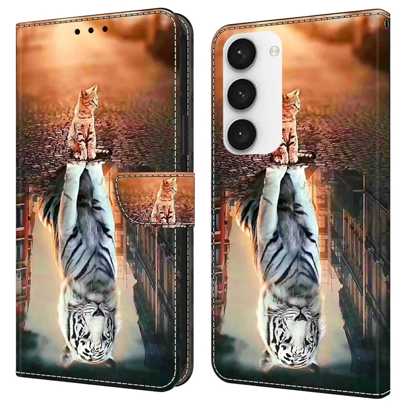 For Samsung Galaxy S24+ Case Shockproof PU Leather 3D Pattern Phone Wallet Cover - Cat and Tiger
