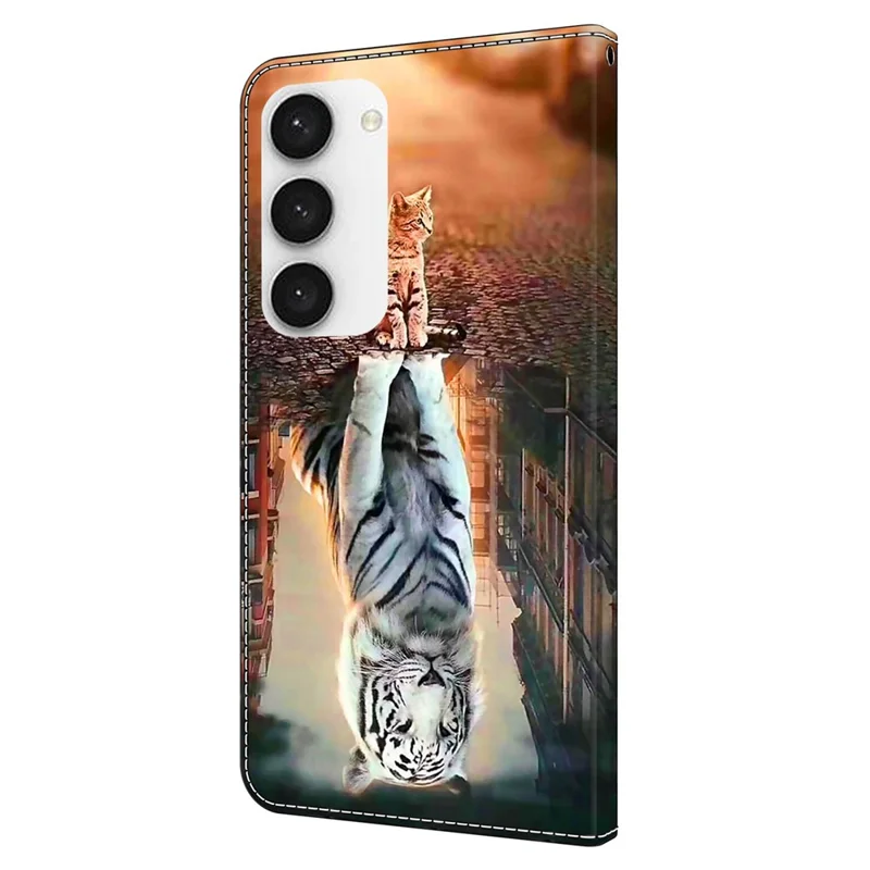 For Samsung Galaxy S24+ Case Shockproof PU Leather 3D Pattern Phone Wallet Cover - Cat and Tiger