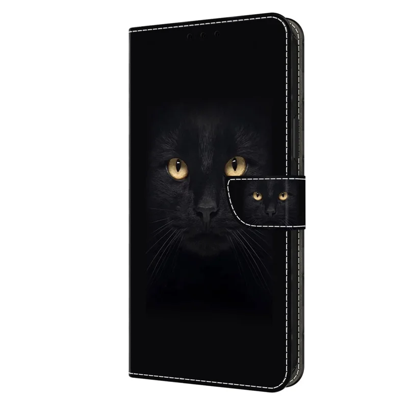 For Samsung Galaxy S24+ Case Shockproof PU Leather 3D Pattern Phone Wallet Cover - Black Cat