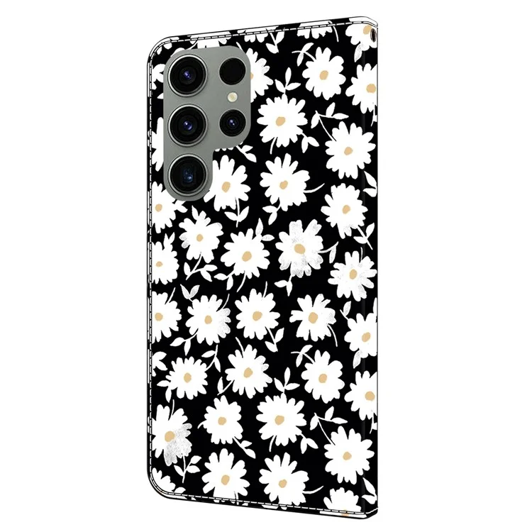 Housse pour Samsung Galaxy S24 Ultra Anti-chute en cuir PU + TPU Motif 3D - Floral