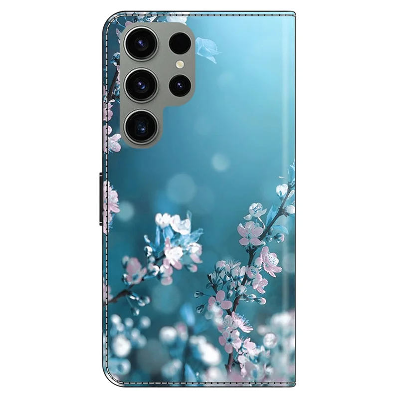 For Samsung Galaxy S24 Ultra Wallet Case PU Leather 3D Pattern Printing Stand Cover - Plum Blossoms