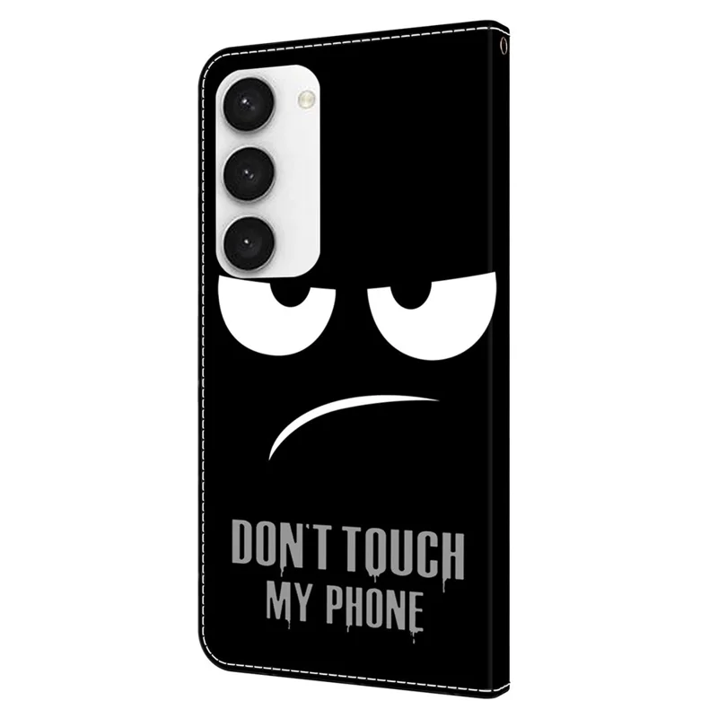 For Samsung Galaxy S24 Cell Phone Case Leather 3D Pattern Card Slot Protective Cover - Don't Touch My Phone
