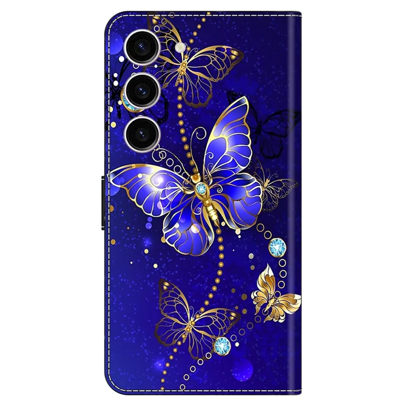 For Samsung Galaxy S24 Case 3D Pattern Printing Anti-drop Leather Cover - Diamond Butterfly