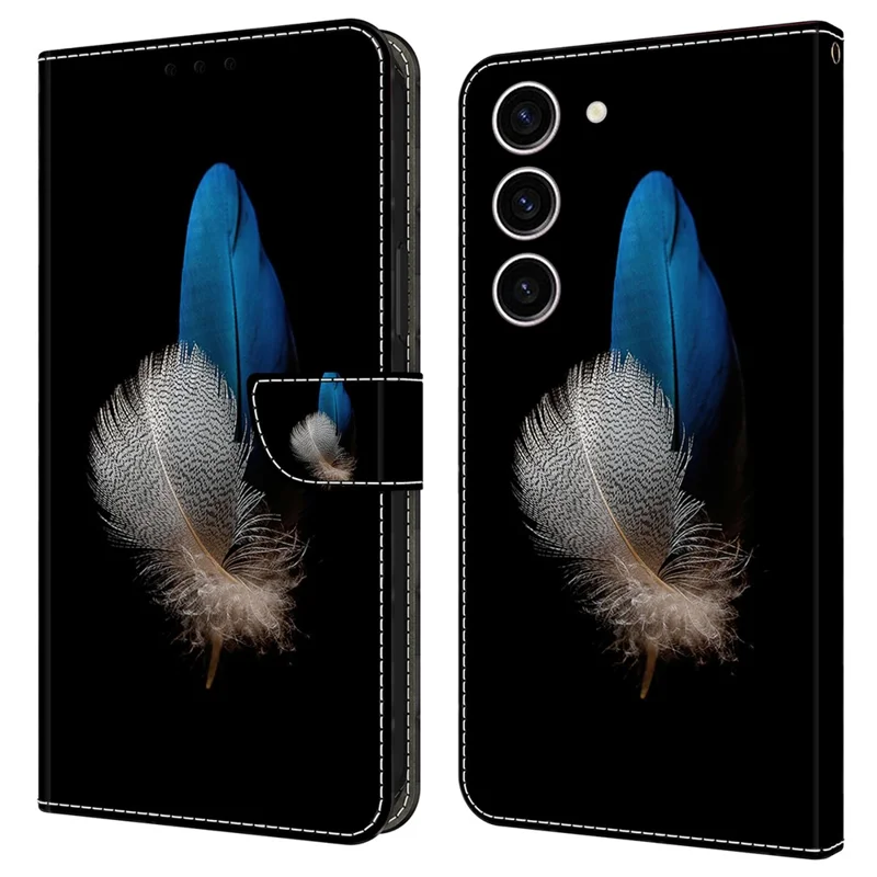 For Samsung Galaxy S24 Case 3D Pattern Printing Anti-drop Leather Cover - Two Feathers