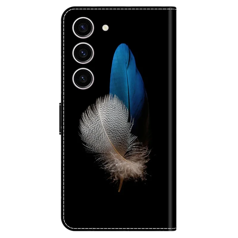 For Samsung Galaxy S24 Case 3D Pattern Printing Anti-drop Leather Cover - Two Feathers