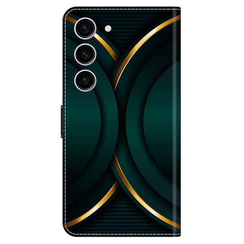 For Samsung Galaxy S24 Case 3D Pattern Printing Anti-drop Leather Cover - Gold Contour