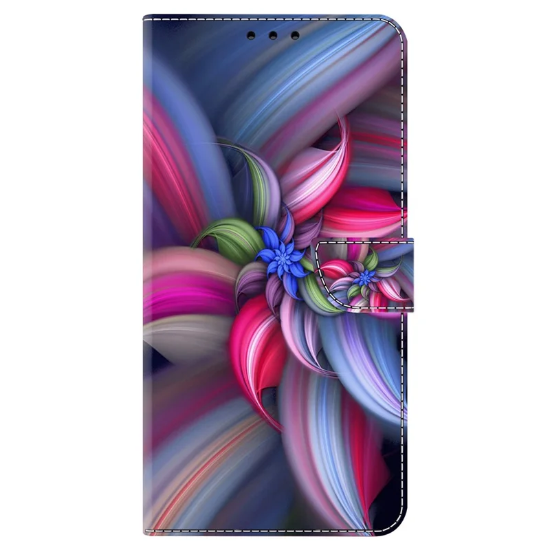 غطاء جلد بتصميم ثلاثي الأبعاد لهاتف Samsung Galaxy S24+ مع حامل ومحفظة - زهور ملونة