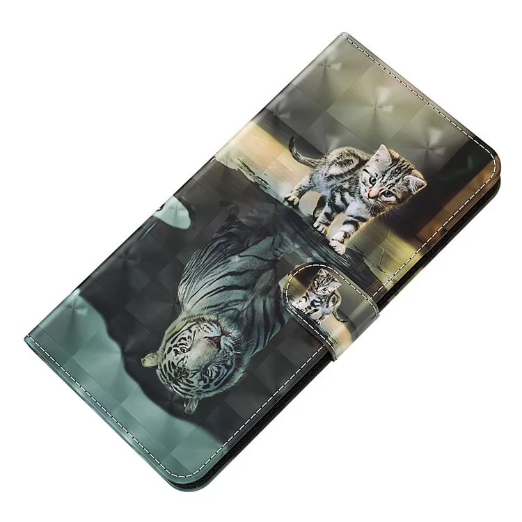 Para Samsung Galaxy S24 Ultra Case 3D Pattern Leather Stand Phone Cover - Gato e Tigre