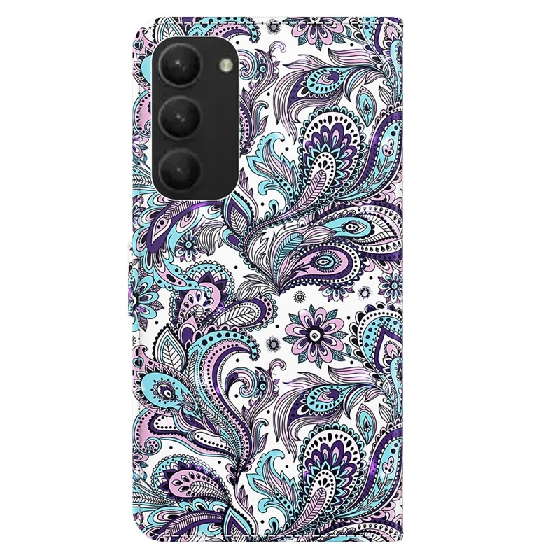 For Samsung Galaxy S24+ Leather 3D Pattern Case Flip Wrist Strap Cell Phone Cover - Impatiens