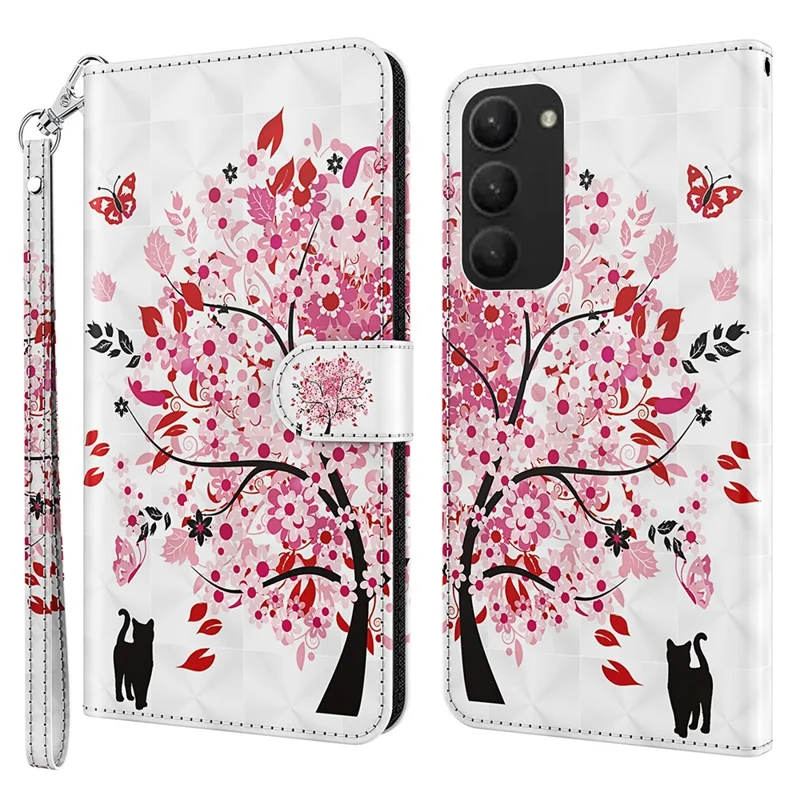 For Samsung Galaxy S24+ Leather 3D Pattern Case Flip Wrist Strap Cell Phone Cover - Wish Tree